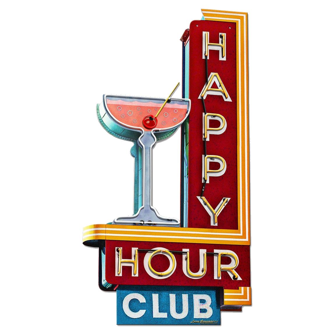 Happy Hour 'Neon Styled' - Metallskilt - RETRONORGE.NO